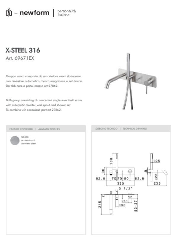 Newform: serie X-Steel 316 inox zona doccia - immagine 17